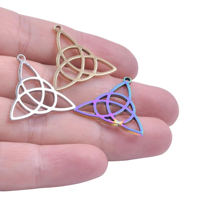 10Pcs Stainless Steel Witchcraft Knot Charms Vintage Celtic Knot Amulet Pendant