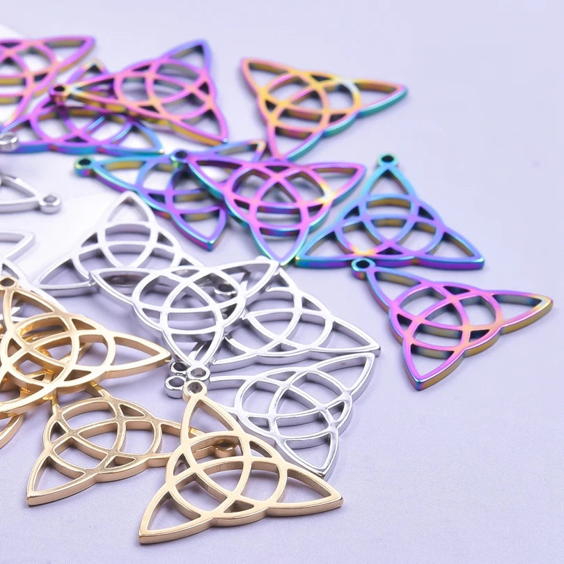 10Pcs Stainless Steel Witchcraft Knot Charms Vintage Celtic Knot Amulet Pendant