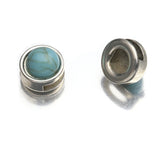 10Pcs Tibetan Silver Turquoise Slider Beads Flat Leather Bracelet DIY Jewelry