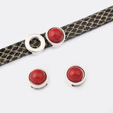 10Pcs Tibetan Silver Turquoise Slider Beads Flat Leather Bracelet DIY Jewelry