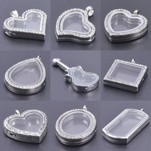 10Pcs Heart Locket Pendant Couple Love Glass Relicario Colgantes Jewelry