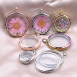 10Pcs Round Glass Memory Locket Pendant Necklaces