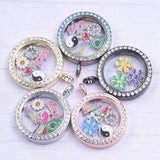 10Pcs Round Glass Memory Locket Pendant Necklaces