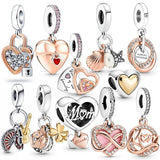 10Pcs Two Tone Happy Anniversary Charm Eternity Symbol Heart DIY Jewelry