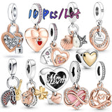10Pcs Two Tone Happy Anniversary Charm Eternity Symbol Heart DIY Jewelry