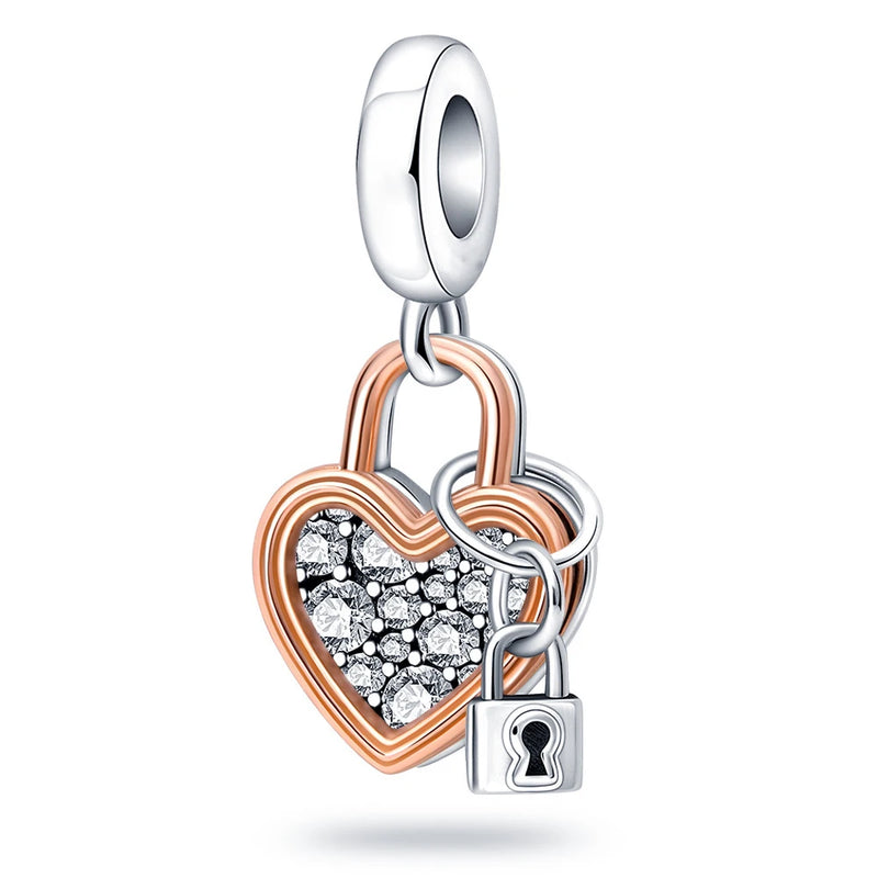 10Pcs Two Tone Happy Anniversary Charm Eternity Symbol Heart DIY Jewelry