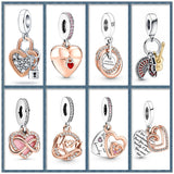 10Pcs Two Tone Happy Anniversary Charm Eternity Symbol Heart DIY Jewelry