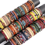 10Pcs Vintage Retro Classic Cuff Leather Bracelets Men Women Punk Gothic