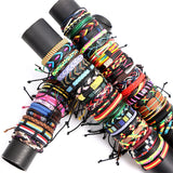 10Pcs Vintage Retro Classic Cuff Leather Bracelets Men Women Punk Gothic