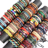 10Pcs Vintage Retro Classic Cuff Leather Bracelets Men Women Punk Gothic