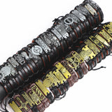 10Pcs Vintage Retro Classic Cuff Leather Bracelets Men Women Punk Gothic