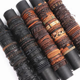 10Pcs Vintage Retro Classic Cuff Leather Bracelets Men Women Punk Gothic