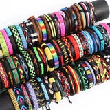 10Pcs Vintage Retro Classic Cuff Leather Bracelets Men Women Punk Gothic