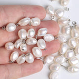 10Pcs Natural Pearl Stainless Steel Charm for Jewelry Making