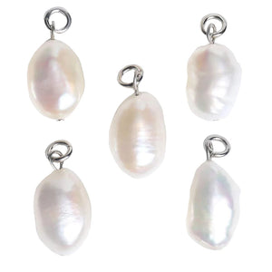 10Pcs Natural Pearl Stainless Steel Charm for Jewelry Making