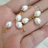 10Pcs Natural Pearl Stainless Steel Charm for Jewelry Making