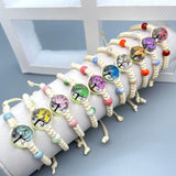 10Pcs/Lot Women's Dried Flower Bracelet Glass Ball Weave Lucky Flower Bracelets