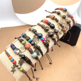 10Pcs/Lot Women's Dried Flower Bracelet Glass Ball Weave Lucky Flower Bracelets