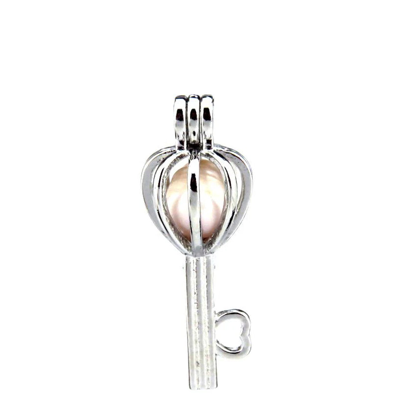 10Pcs Love Keys Pearl Cage Locket Diffuser Pendant DIY Jewelry Bulk