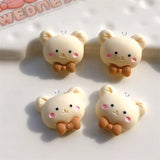 10Pcs Bear Head Charms for Earrings Keychain Jewelry Making Flatback Patch C956