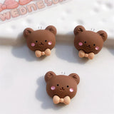 10Pcs Bear Head Charms for Earrings Keychain Jewelry Making Flatback Patch C956