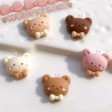 10Pcs Bear Head Charms for Earrings Keychain Jewelry Making Flatback Patch C956
