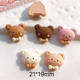 10Pcs Bear Head Charms for Earrings Keychain Jewelry Making Flatback Patch C956