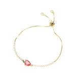 10Pcs Heart Strawberry Bracelet Zircon Tennis Chain Bangle Women Jewelry