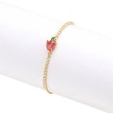 10Pcs Heart Strawberry Bracelet Zircon Tennis Chain Bangle Women Jewelry