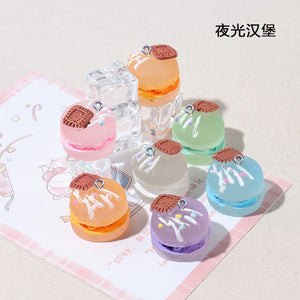 10Pcs Luminous Hamburg Resin Charms for DIY Jewelry Making