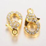 10Pcs Alloy Lobster Clasps with Glass Rhinestone for DIY Jewelry Making