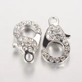 10Pcs Alloy Lobster Clasps with Glass Rhinestone for DIY Jewelry Making