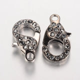 10Pcs Alloy Lobster Clasps with Glass Rhinestone for DIY Jewelry Making