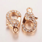 10Pcs Alloy Lobster Clasps with Glass Rhinestone for DIY Jewelry Making