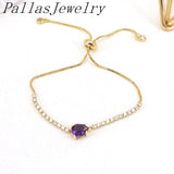 10Pcs Tear Drop CZ Stone Tennis Bracelet, Adjustable Zircon Bracelet