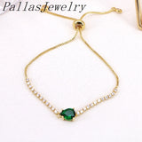 10Pcs Tear Drop CZ Stone Tennis Bracelet, Adjustable Zircon Bracelet