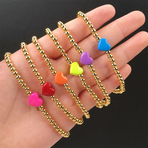 10Pcs Minimalist Beads Bracelet with Enamel Charms