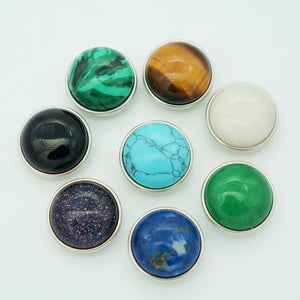 10Pcs MIXed 18MM Natural Stone snap buttons Random DIY charm bracelet Accessorie