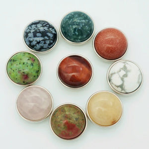10Pcs MIXed 18MM Natural Stone snap buttons Random DIY charm bracelet Accessorie