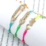 10Pcs Mama Mom Charms Zircon Heart Round Shape Bracelet for Mother's