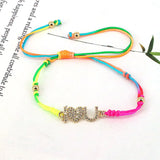 10Pcs Mama Mom Charms Zircon Heart Round Shape Bracelet for Mother's