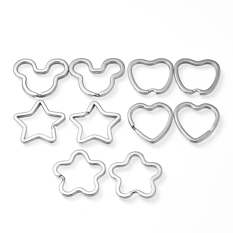 10Pcs Heart Shape Metal Key Chains Split Ring Key Ring DIY Jewelry