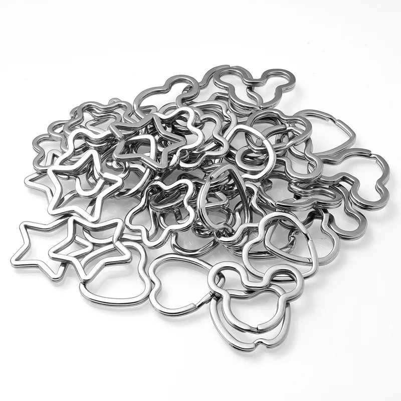 10Pcs Heart Shape Metal Key Chains Split Ring Key Ring DIY Jewelry