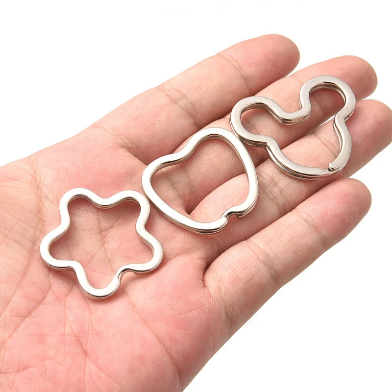10Pcs Heart Shape Metal Key Chains Split Ring Key Ring DIY Jewelry
