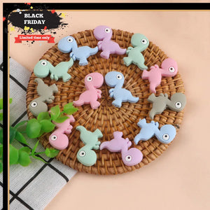 10Pcs Mini Dinosaur Silicone Teether Beads Baby Care DIY Pacifier Chain