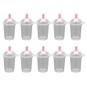 10Pcs Mini Frappuccino Coffee Cup Dollhouse Plastic Ice Cream Cups Keychain