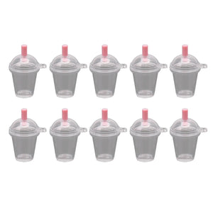 10Pcs Mini Frappuccino Coffee Cup Dollhouse Plastic Ice Cream Cups Keychain