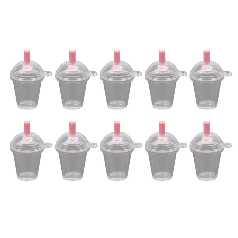 10Pcs Mini Frappuccino Coffee Cup Dollhouse Plastic Ice Cream Cups Keychain
