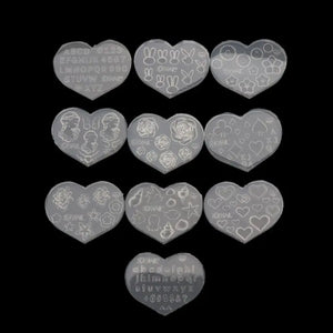 10Pcs Mini Nail Art Silicone Mold Cat Bear Flower Letter Resin Mold Jewelry Tool