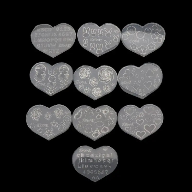 10Pcs Mini Nail Art Silicone Mold Cat Bear Flower Letter Resin Mold Jewelry Tool